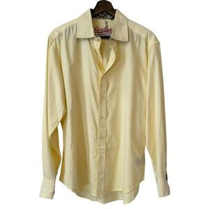 Robert Graham Butter Yellow Casual Button Down with Fun Graphic Print Size M